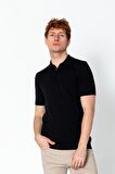 Erkek Fit Extra Rahat Polo Yaka Yarım Fermuarlı Sade T-Shirt