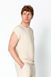 Erkek Fit Extra Rahat Düğmeli Bisiklet Yaka Delikli T-Shirt ve Şort