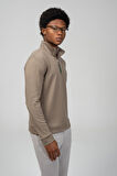 Erkek Regular Fit Teknolojik Kumaş İpeksi Pamuk Yarım Fermuarlı Sweatshirts