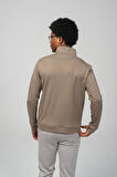 Erkek Regular Fit Teknolojik Kumaş İpeksi Pamuk Yarım Fermuarlı Sweatshirts