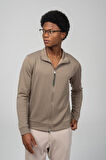 Erkek Teknolojik Kumaş İpeksi Pamuk Düz Önü Çift Fermuar Detaylı Hırka