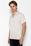 Erkek Regular Fit Kısa Kol Rahat Salaş Düz Yazlık Gömlek