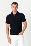 Erkek Polo Yaka Kendinden Desenli Viscon Elit İplikten Triko T-shirt