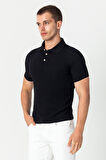 Erkek Polo Yaka Kendinden Desenli Viscon Elit İplikten Triko T-shirt