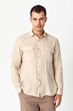 Erkek Comfort  %100 Keten Kumaştan Rahat Yazlık  Gömlek