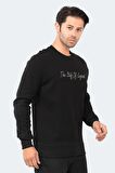 Slazenger Bisiklet Yaka Siyah Erkek Sweatshırt ST22WE103-500BAR