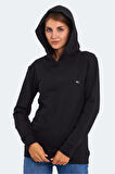 Slazenger KATHY IN Kadın Kapüşonlu Siyah Sweatshirt