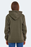 Slazenger KESHIAN IN Kadın Kapüşonlu Cepli Haki Sweatshirt