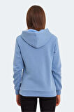 Slazenger KESHIAN IN Kadın Kapüşonlu Cepli Mavi Sweatshirt