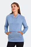 Slazenger KESHIAN IN Kadın Kapüşonlu Cepli Mavi Sweatshirt