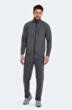 Slazenger ORAN I Erkek Fermuarlı Dik Yaka Cepli Koyu Gri Eşofman Takımı