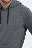 Slazenger OBRA IN Erkek Kapüşonlu Cepli Koyu Gri Sweatshirt