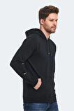 Slazenger OSLO IN Erkek Kapüşonlu Cepli Siyah Sweatshirt