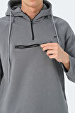Slazenger KLEMENT IN Erkek Kapüşonlu Fermuarlı Koyu Gri Sweatshirt
