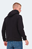 Slazenger KNIFE I Erkek Kapüşonlu Cepli Siyah Sweatshirt