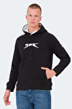 Slazenger KNIFE I Erkek Kapüşonlu Cepli Siyah Sweatshirt