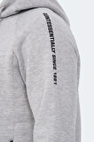 Slazenger KNIFE I Erkek Kapüşonlu Cepli Gri Sweatshirt