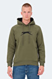 Slazenger KNIFE I Erkek Kapüşonlu Cepli Haki Sweatshirt