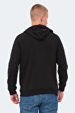 Slazenger KAZUE I Erkek Fermuarlı Kapüşonlu Cepli Siyah Sweatshirt