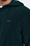 Slazenger SAMSON IN Erkek Fermuarlı Kapüşonlu Cepli Koyu Yeşil Polar