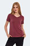 Slazenger PERICAS Kadın V Yaka Bordo Tişört