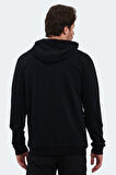 Slazenger KLARA I Erkek Fermuarlı Kapüşonlu Cepli Siyah Sweatshirt