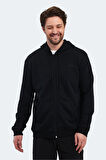 Slazenger KLARA I Erkek Fermuarlı Kapüşonlu Cepli Siyah Sweatshirt