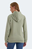 Slazenger KATYA Kadın Fermuarlı Kapüşonlu Cepli Yeşil Sweatshirt