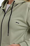 Slazenger KATYA Kadın Fermuarlı Kapüşonlu Cepli Yeşil Sweatshirt
