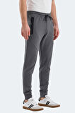 Slazenger VARUNA Erkek Fermuar Cepli Dar Paça Koyu Gri Eşofman Altı