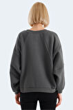 Slazenger VIA Kadın Oversıze Koyu Gri Sweatshirt