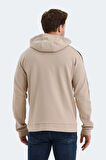 Slazenger VALERYA Erkek Fermuarlı Kapüşonlu Cepli Bej Sweatshirt
