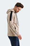 Slazenger VALERYA Erkek Fermuarlı Kapüşonlu Cepli Bej Sweatshirt