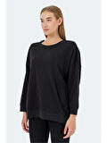 Slazenger VIKENTI SW Oversize Kadın Cepli Oversıze Siyah Sweatshirt