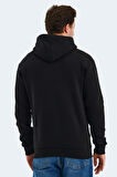 Slazenger VONDA Erkek Fermuarlı Kapüşonlu Cepli Siyah Sweatshirt