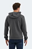 Slazenger VENDA Erkek Fermuarlı Kapüşonlu Cepli Koyu Gri Sweatshirt