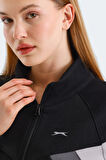 Slazenger VICTORY Kadın Fermuarlı Dik Yaka Cepli Siyah Sweatshirt