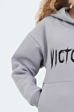 Slazenger LEXUS Çocuk Kapüşonlu Cepli Taş Gri Sweatshirt