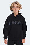 Slazenger LEXUS Çocuk Kapüşonlu Cepli Siyah Sweatshirt