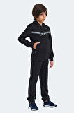 Slazenger NOON Çocuk Fermuarlı Kapüşonlu Cepli Siyah / Siyah Eşofman Takımı