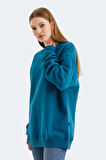 Slazenger VADIM Oversize Kadın Oversıze Petrol Sweatshirt