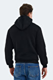 Slazenger CUDI I Erkek Fermuarlı Kapüşonlu Cepli Siyah Sweatshirt
