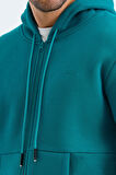 Slazenger VONDA Erkek Fermuarlı Kapüşonlu Cepli Petrol Sweatshirt