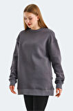 Slazenger VADIM Oversıze Kadın Sweatshirt Koyu Gri