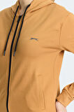 Slazenger KINET Kadın Fermuarlı Kapüşonlu Cepli Kiremit Sweatshirt