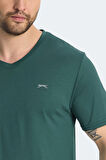 Slazenger KRAKKER Erkek V Yaka Yeşil Tişört