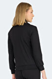 Slazenger REVOLT Kadın Dik Yaka Fermuarlı Siyah Sweatshirt