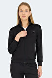 Slazenger REVOLT Kadın Dik Yaka Fermuarlı Siyah Sweatshirt