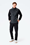 Slazenger FIORA Erkek Fermuarlı Dik Yaka Cepli Siyah Eşofman Takımı