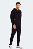 Slazenger FENDER Erkek Kapüşonlu Fermuarlı Siyah Eşofman Takımı